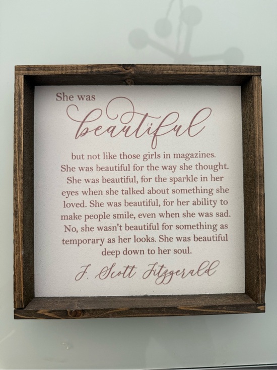 Creek designs Other - 'She Was Beautiful' Inspirational Wall Art - White with Rose Text
